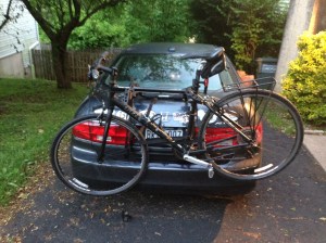 The bike rack is back on the car. It will be there for the summer now.