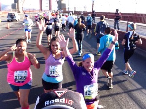 Running with friends (over head shot - see my hat)