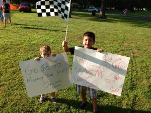 The boys waiting at the finish line
