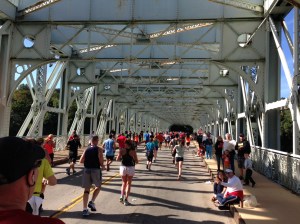 Making the turn at the Falls Bridge