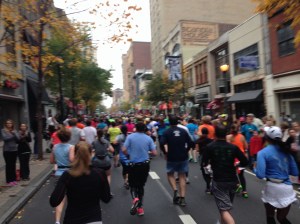 Running along Chestnut Street