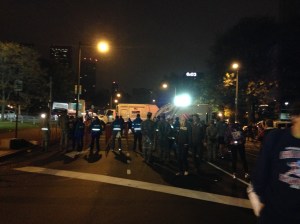 Military guards at a checkpoint to the Parkway
