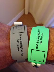 My 5K and 10K finisher wristbands.