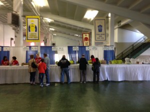 Shirt pickup was divided into male/female tables and also by events