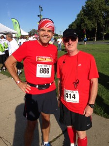 Here with my Father in law. No we didn't coordinate our outfits in advance.