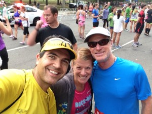 Arriving at the starting area pre-race