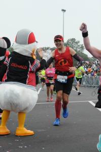 We were greated by Mickey and the gang at the finish line.