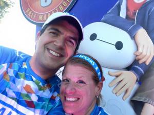 A quick selfie with the Baymax/Big Hero 6 mile marker (we knew our boys would appreciate this)