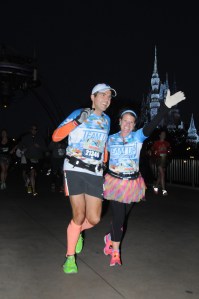 Running across the bridge into Tomorrowland