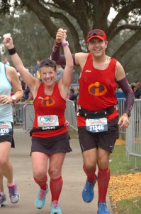 We could see the finish line just ahead. We look a little happy.