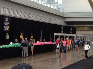 Shirt pickup. Green for the gents and pink for the ladies