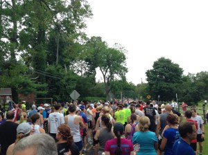 The 5K crowd was lined up just ahead of us.