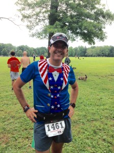 After the finish. The shirt was a hit with the spectators.