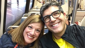 On the Metro on our way to the Expo