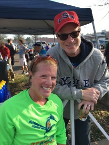 Together with my father-in-law who was volunteering on the day.