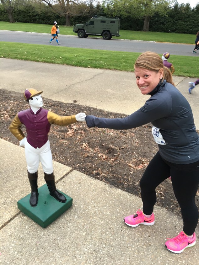 A jockey fist bump for good luck!!!
