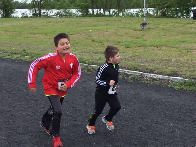 Proud parent moment. The Heir and the Spare running the 1 Mile Fun Run
