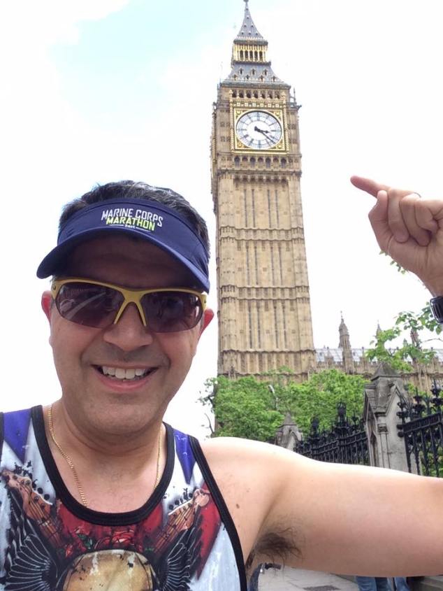 Running past the Houses of Parliament and Big Ben