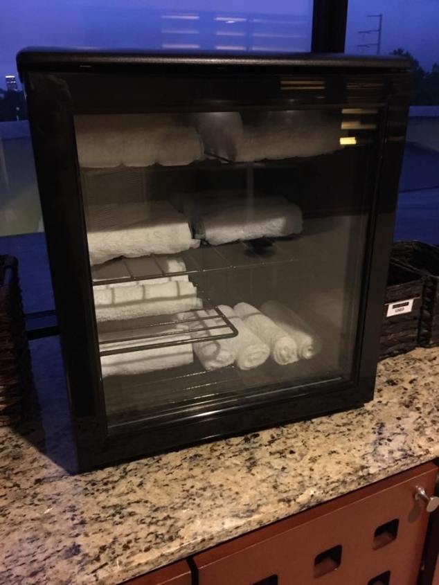 Cold towels provided to hotel guests. So welcome.