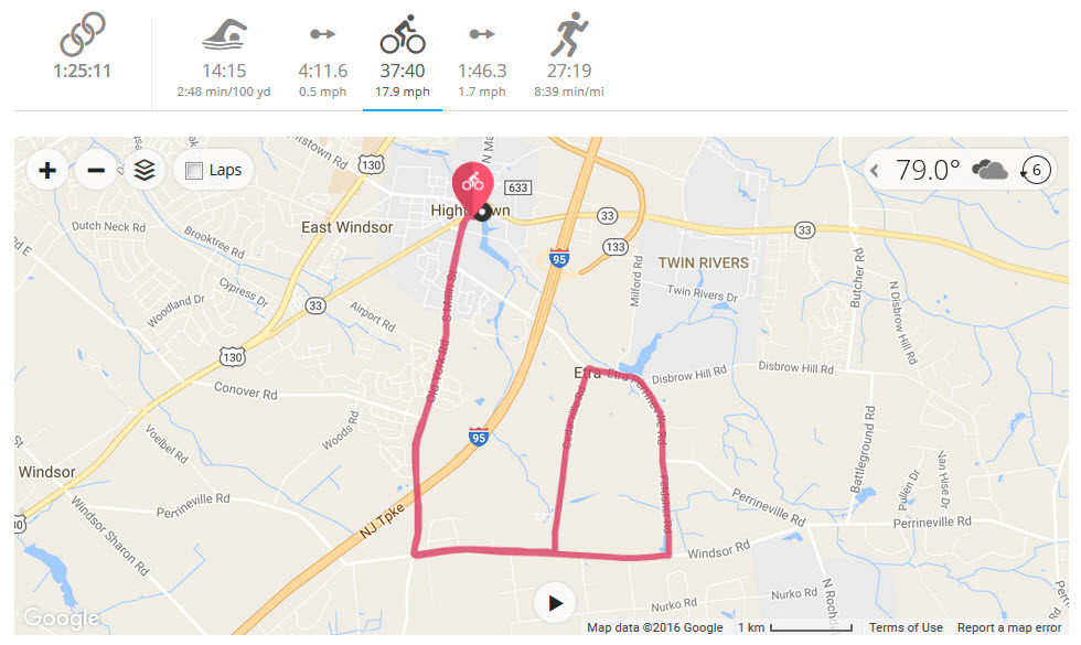 The ride leg of the course