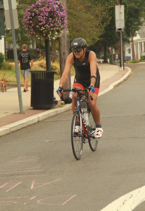 Heading back to transition at the end of the bike course