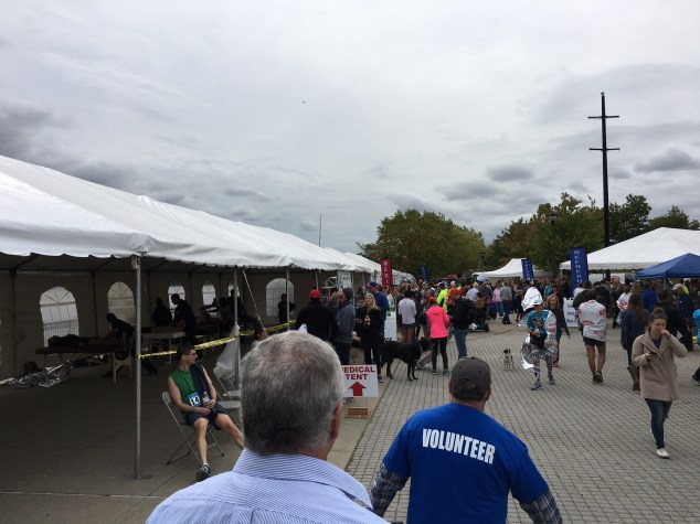 The athletes area beyond the finish line