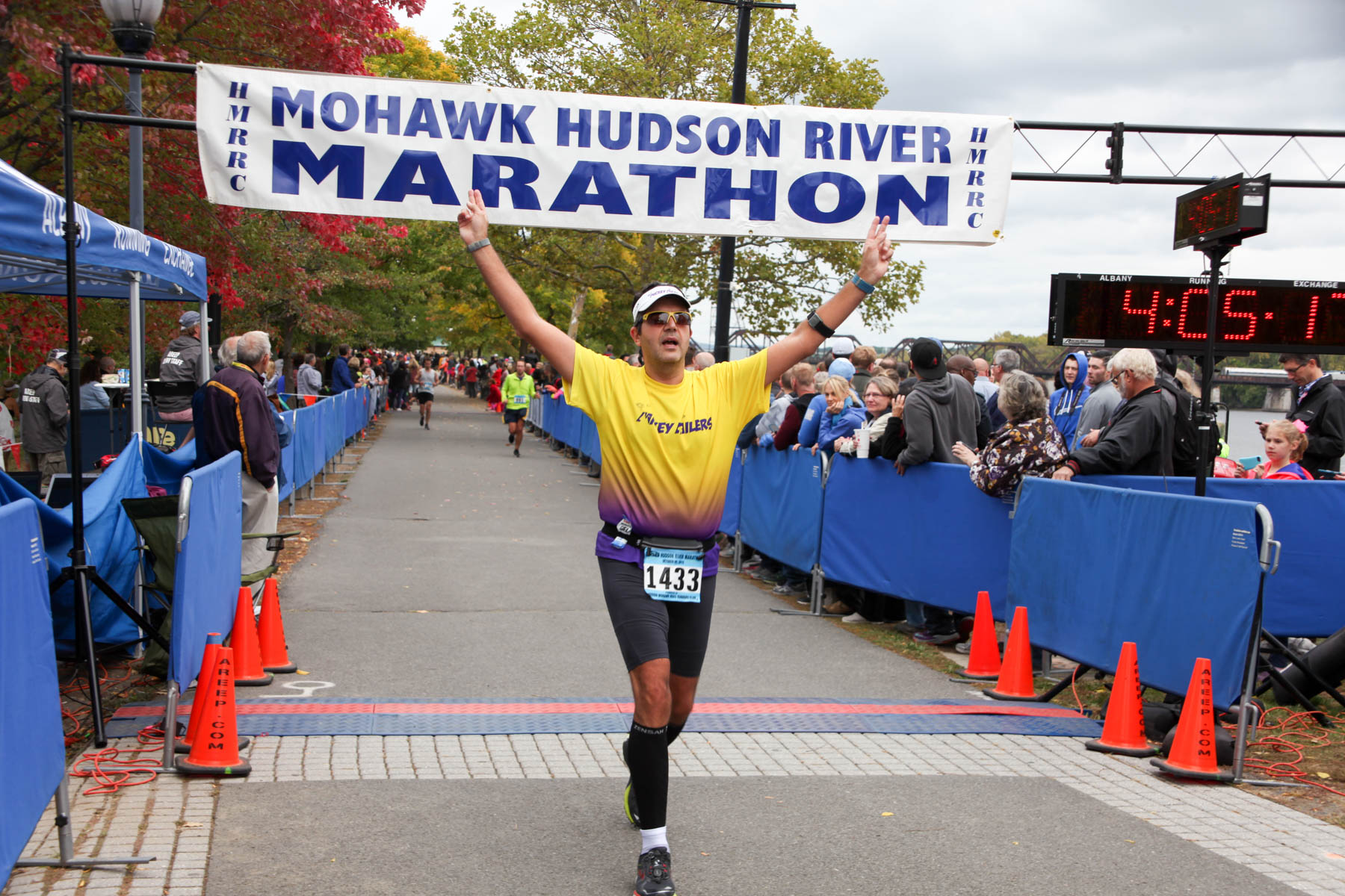 Although I missed my goal time I always celebrate a marathon finish